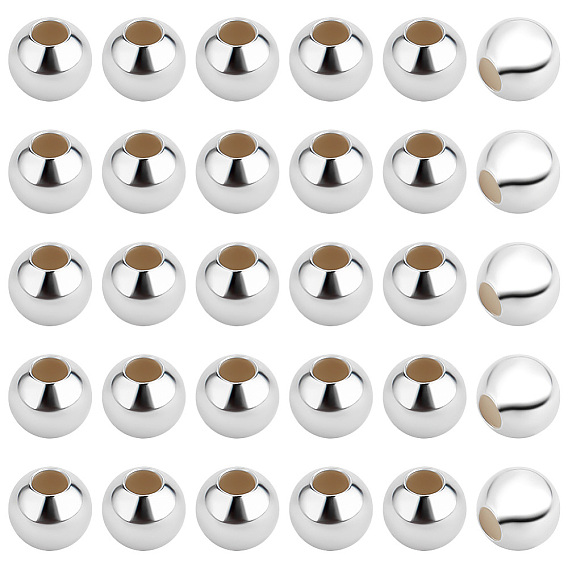 50 шт. 925 бусины из стерлингового серебра, круглые