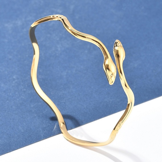 304 женские браслеты-манжеты из нержавеющей стали, змея, ионное покрытие (ip)