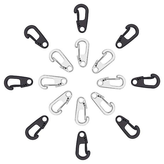 16шт 2 цвета сплав брелок карабин, быстросъемный карабин, г-образный