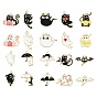 40Pcs 20 Styles Halloween Theme Zinc Alloy Enamel Pendants, Cat Charm