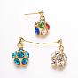 Brass Cubic Zirconia Stud Earrings, Golden