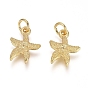 Electroplated Alloy Charms, Long-Lasting Plated, with Brass Jump Ring, Starfish/Sea Stars