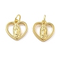 Латунные подвески, Сердце с Девой Марией, без свинца и без кадмия, долговечный, стойки покрытие, с целью перехода в кольце