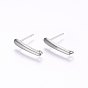 201 Stainless Steel Stud Earring Findings, with Loop and 304 Stainless Steel Pin, Rectangle