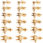 48Pcs 6 Styles Brass Stud Earring Findings, Flat Round, Prong Earring Settings with Loop, Cadmium Free & Nickel Free & Lead Free, Long-Lasting Plated