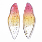Transparent Epoxy Resin Big Pendants, with Gold Foil, Insects Wing