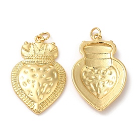 Eco-Friendly Brass Pendants, with Jump Ring, Lead Free & Cadmium Free, Heart Charm