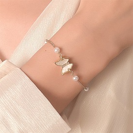 Chic Pearl Butterfly Bracelet - French Style Luxury Jewelry for Students and Fashionable Friends