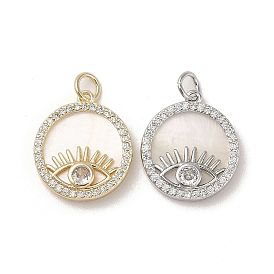 Brass Pendants Pave Shell, with Clear Cubic Zirconia, Eye