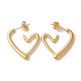 Heart Ion Plating(IP) 304 Stainless Steel Stud Earrings for Women