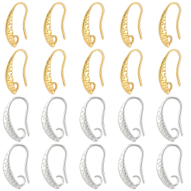 10 paires de crochets de boucles d'oreilles en laiton, plaqué longue durée, sans plomb et sans cadmium, crémaillère plaquage, avec boucle