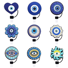 Blue Evil Eye Silicone Cartoon Style Dustproof Straw Cap, Straw Tip Cover, Cup Accessories