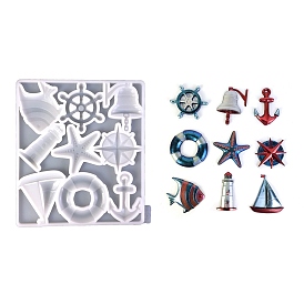 Ocean Theme Lighthouse Anchor Starfish DIY Wall Decoration Silicone Molds, Resin Casting Molds, for UV Resin, Epoxy Resin Craft Making