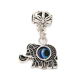 Tibetan Style Alloy Resin Pendants, Elephant with Eye