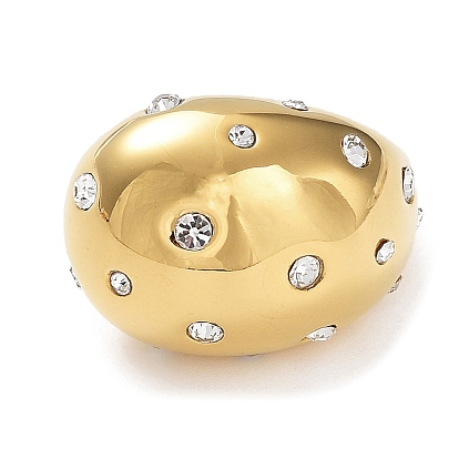 Crystal Rhinestone Open Cuff Rings, Teardrop, 304 Stainless Steel Jewelry for Women