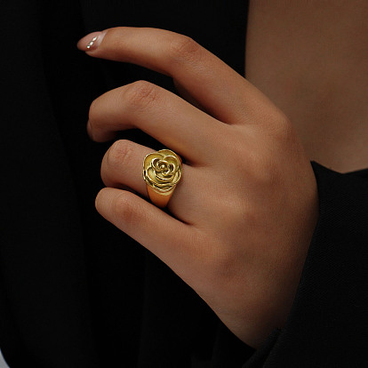 304 кольца для пальцев из нержавеющей стали для женщин, цветок