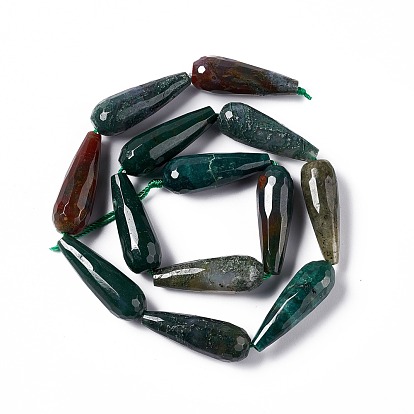 Natural Indian Agate Beads Strands, Faceted, Teardrop