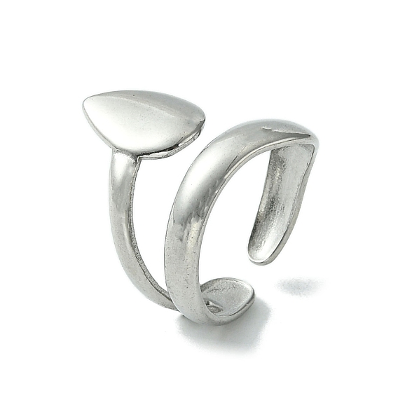 304 Stainless Steel Open Cuff Ring, Teardrop