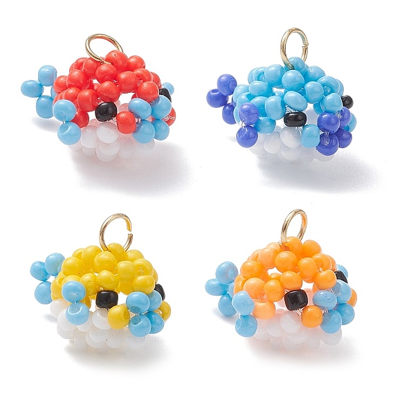 4 шт. подвески-пуховики из стеклянных бусин, с 304 кольцами из нержавеющей стали, реальный 18 k позолоченный