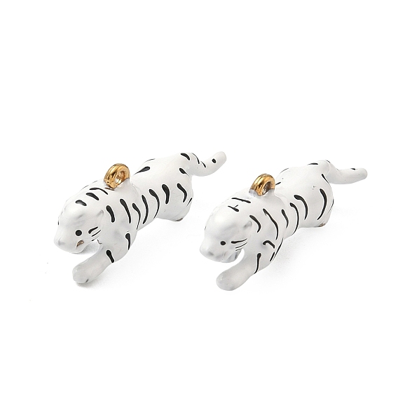 304 нержавеющей стальной эмали подвески, амулеты тигр, ионное покрытие (ip), реальный 18 k позолоченный