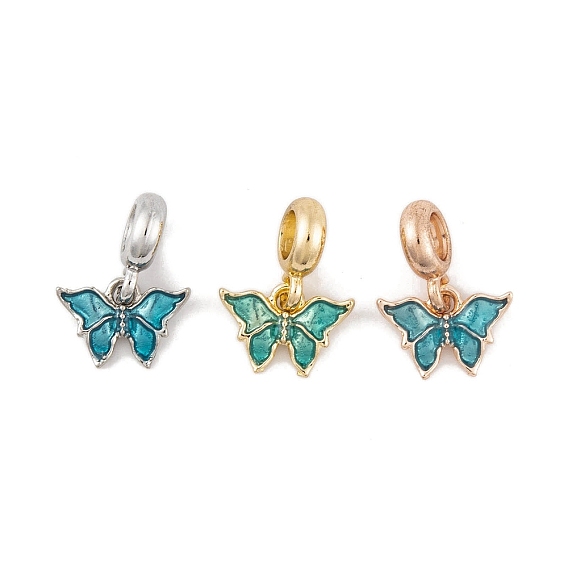 Подвеска из эмалированного сплава с покрытием из сплава в европейском стиле, подвески в виде бабочек с большими отверстиями, темные бирюзовый