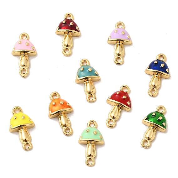 Подвески-соединители из латунной эмали в виде осеннего гриба, долговечный, без кадмия и без свинца, реальный 18 k позолоченный, стойки покрытие