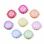 Opaque Acrylic Beads, Flar Round with Smiling Face