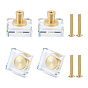 4 Sets Square Glass Drawer Knobs, with Brass Fittings and Iron Screw, for Home, Cabinet, Cupboard and Dresser
