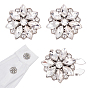 4шт. запонки из сплава со стразами, застежка-кнопка, цветок