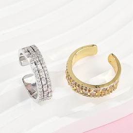 Манжеты из латуни с микро паве кубический цирконий для женщин, стойки покрытие, долговечный, без свинца и без кадмия