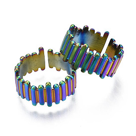 Ion Plating(IP) 304 Stainless Steel Cuff Ring, Rainbow Color Open Ring for Women
