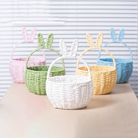 Rabbit Ears Flower Storage Basket, Paper Rope Handmade Woven Basket for Home Wedding Decor