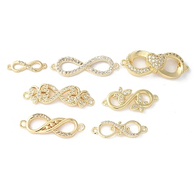 Шармы-соединители из латуни с микропаве из прозрачного кубического циркония, бесконечность