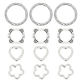 200шт 4 стиль s тибетский стиль сплава бусины рамки, сердце и цветок и квадрат и кольца