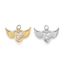 Латунные микро проложить кубического циркония подвески, без кадмия и без свинца, крыло и сердце, с целью перехода в кольце