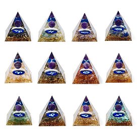 Orgonite Pyramid Resin Energy Generators, Reiki Natural Amethyst Beads Inside for Home Office Desk Decoration