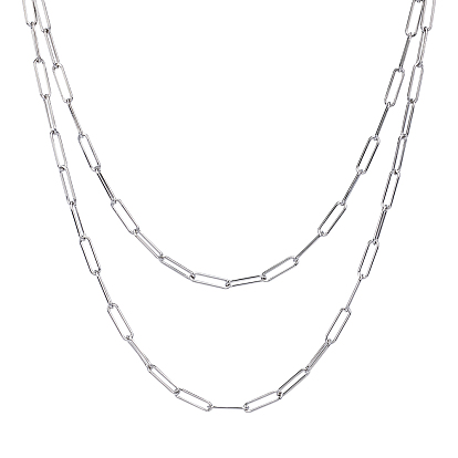 Brass Round Oval Paperclip Chain Necklace Making, with Lobster Claw Clasps