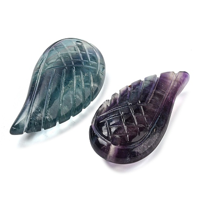 Natural Fluorite Pendants, Carved Wing Charms