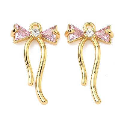 Латунные микро проложить кубического циркония подвески, бантом прелести, без никеля , реальный 18 k позолоченный