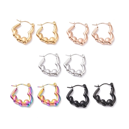 304 Stainless Steel Heart Hoop Earrings for Women