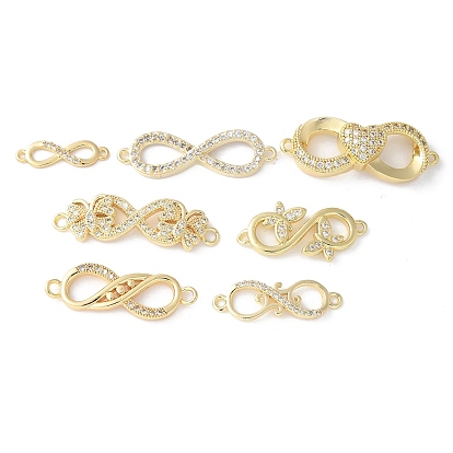 Шармы-соединители из латуни с микропаве из прозрачного кубического циркония, бесконечность