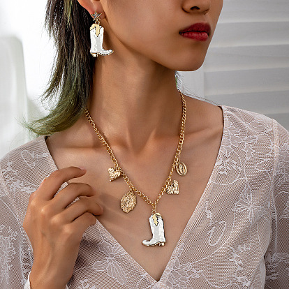 Комплекты из ковбойских сапог, цинкового сплава, серег и ожерелий для женщин