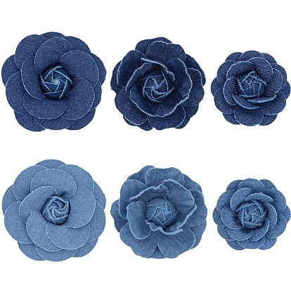 Cabujones de tela de mezclilla, para accesorio de prenda, flor