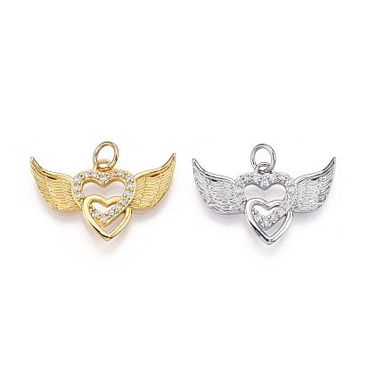 Латунные микро проложить кубического циркония подвески, без кадмия и без свинца, крыло и сердце, с целью перехода в кольце