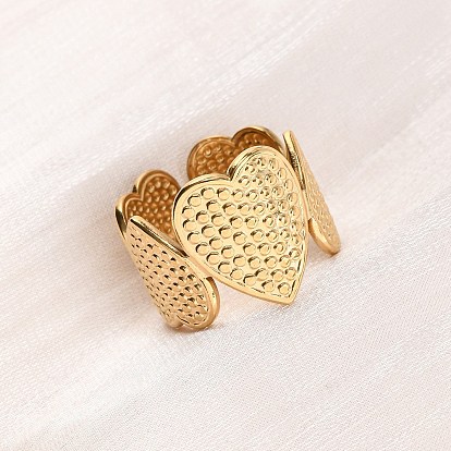 304 открытые манжеты из нержавеющей стали для женщин, сердце, ионное покрытие (ip)