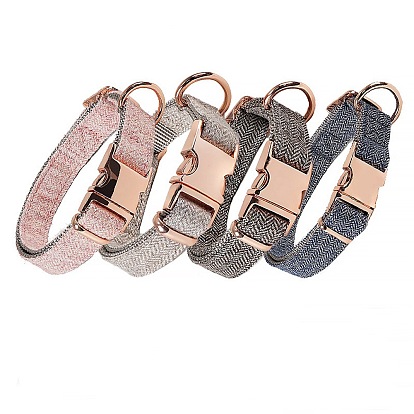 Nylon Dog Collar with Rose Gold Iron Quick Release Buckle, Adjustable Safety Collar for Dog Pet
