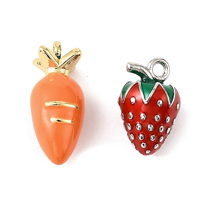 Латунные подвески, с эмалью, долговечный, без кадмия и без свинца, стойки покрытие, клубника и морковь