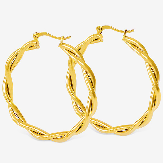 Стильный минималистский 304 серьги-кольца из нержавеющей стали, уникальный витой дизайн ювелирных изделий