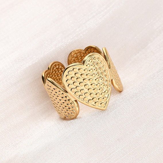 304 открытые манжеты из нержавеющей стали для женщин, сердце, ионное покрытие (ip)