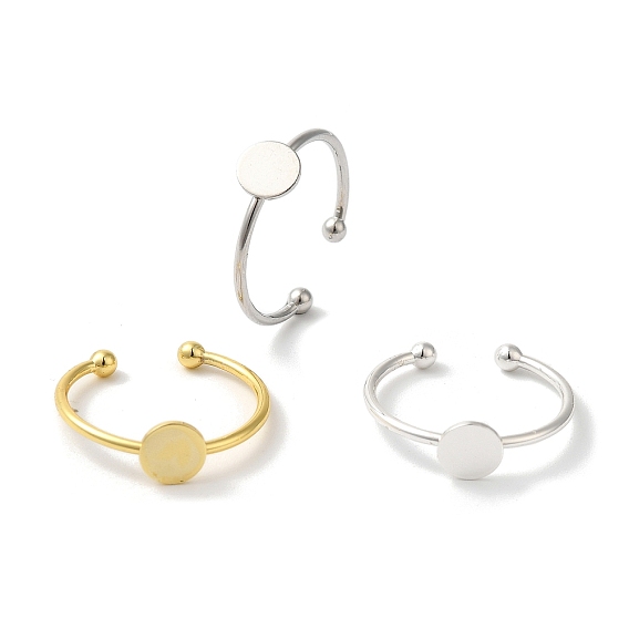 Стойка покрытие латунь открытая манжета накладка кольцо настройки, плоские круглые кабошоны, долговечный, без свинца и без кадмия